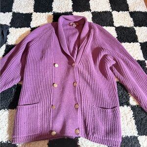 American Eagle Outfitters Purple Cardigan with Gold Buttons
